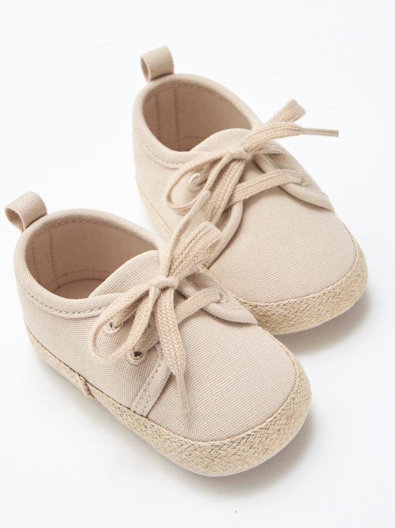 Zapatillas con cordones de tela Beige - Kiabi
