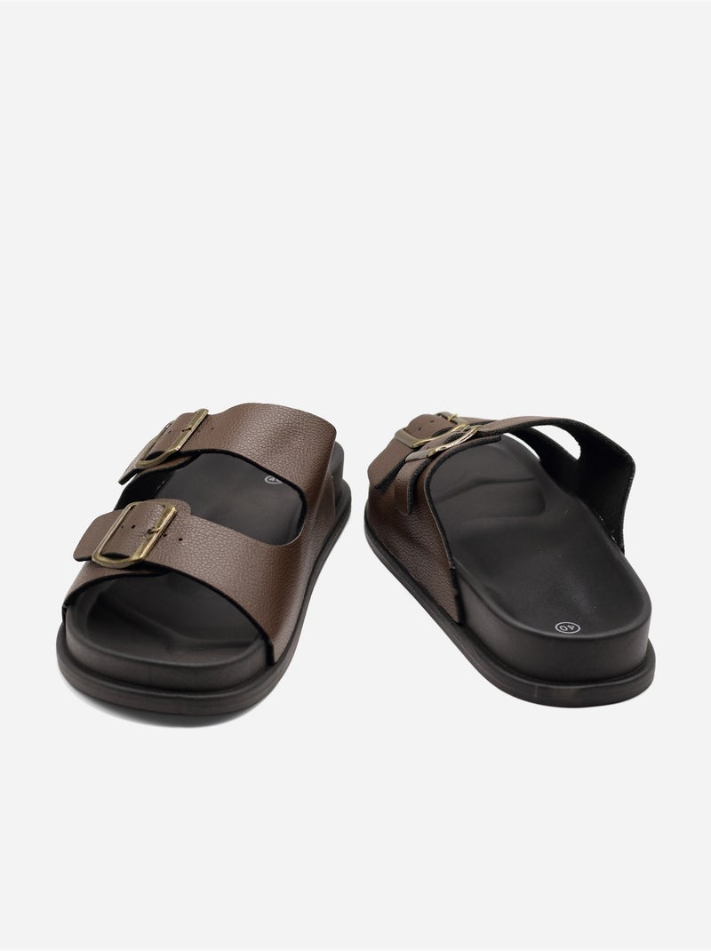 Zapatillas con doble correa Marrón - Kiabi
