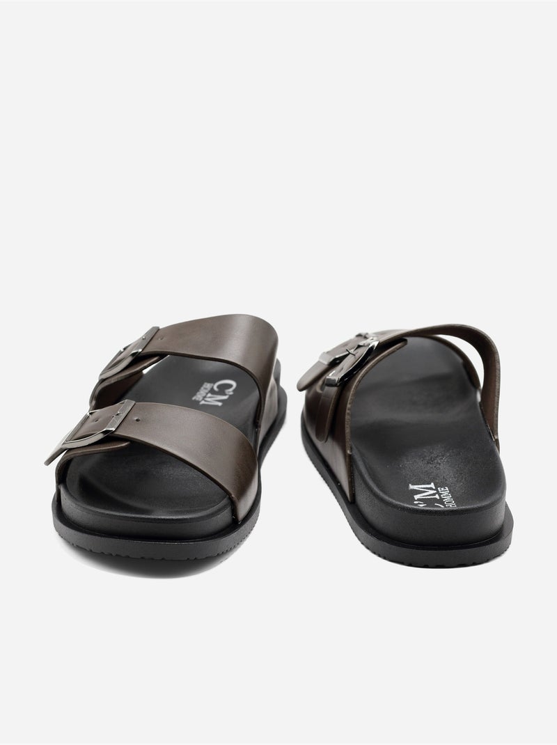 Zapatillas con doble correa Marrón oscuro - Kiabi