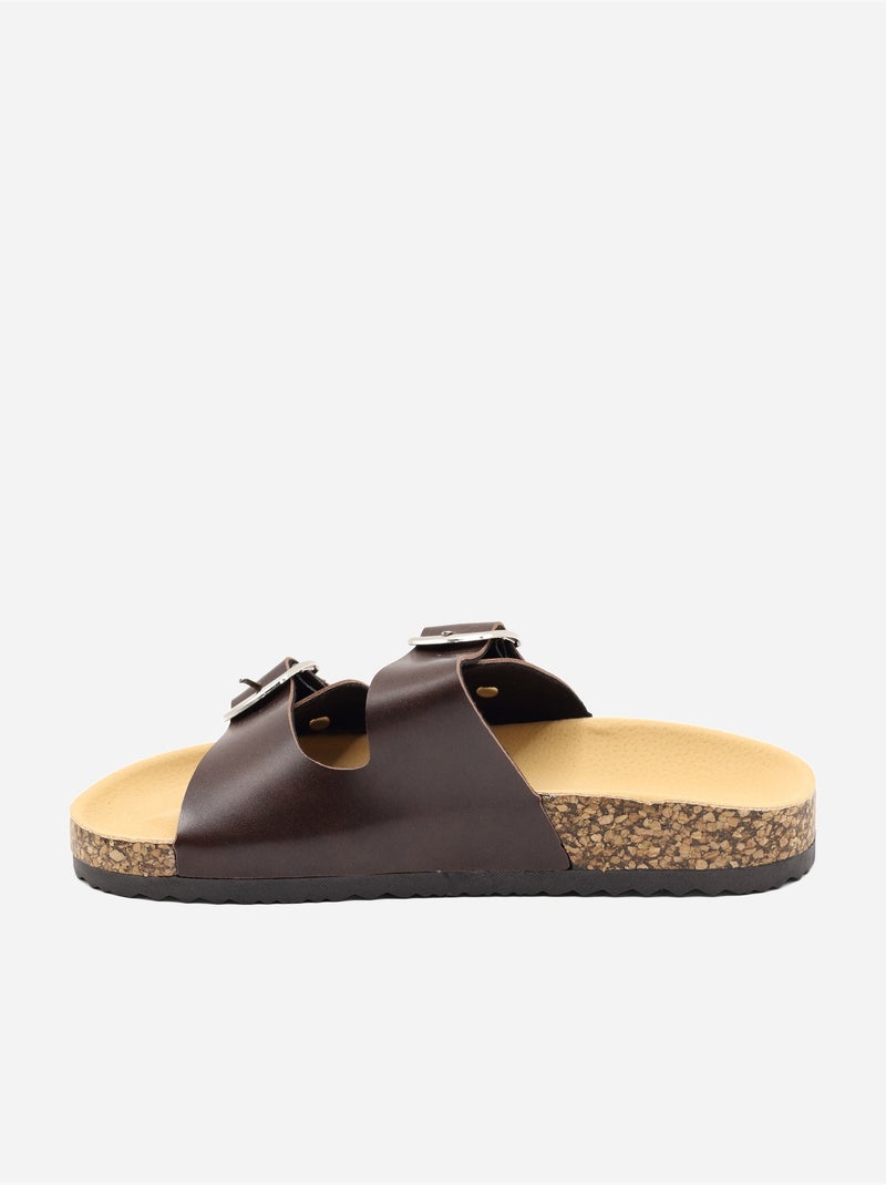 Zapatillas con doble tira Marrón oscuro - Kiabi