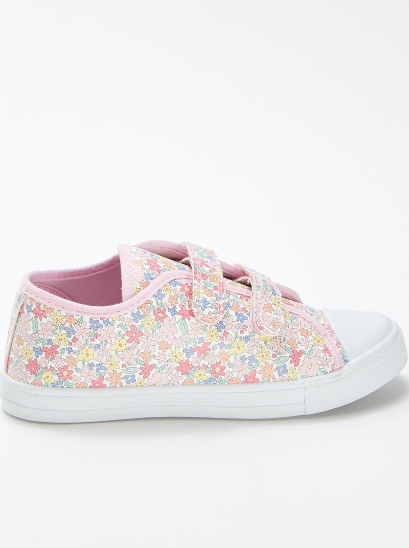 Zapatillas con estampado de flores ROSA - Kiabi
