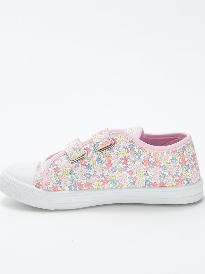 Zapatillas con estampado de flores ROSA - Kiabi