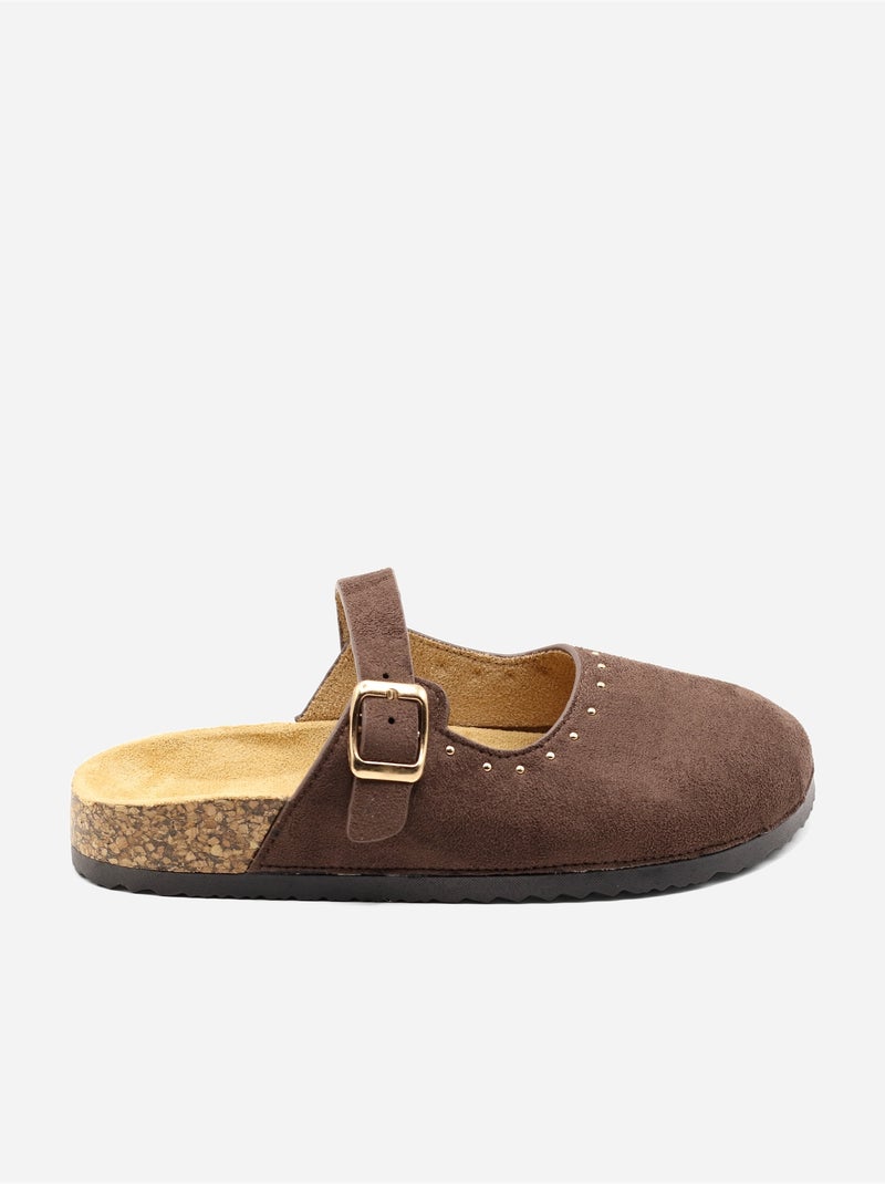 Zapatillas con hebilla y tachuelas Marrón - Kiabi