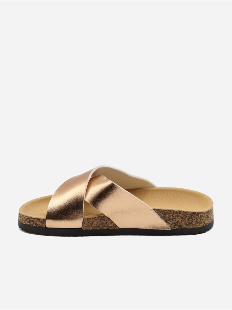 Zapatillas con tiras cruzadas Champán - Kiabi