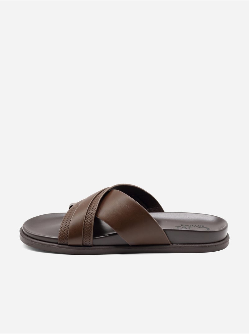 Zapatillas con tiras cruzadas Marrón oscuro - Kiabi
