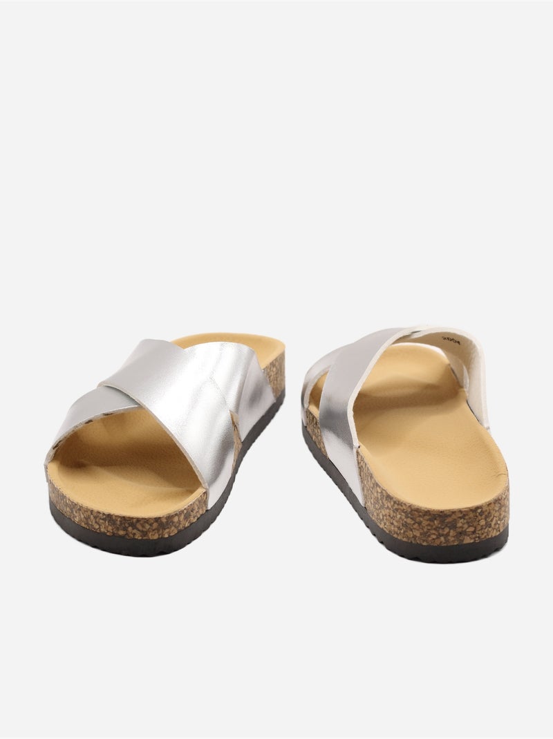 Zapatillas con tiras cruzadas Plata - Kiabi