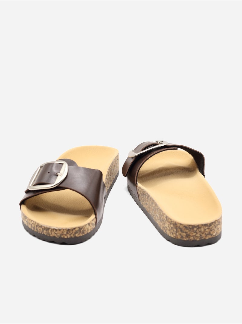 Zapatillas con tiras Marrón oscuro - Kiabi