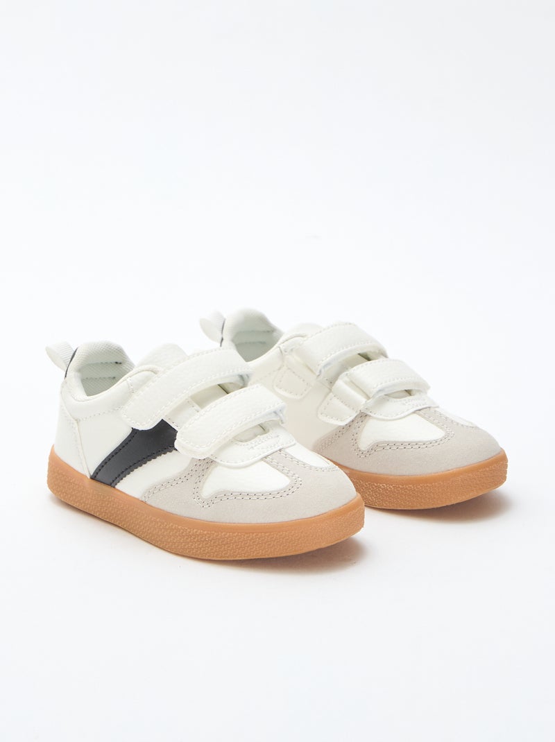 Zapatillas con velcro en antelina Blanco - Kiabi