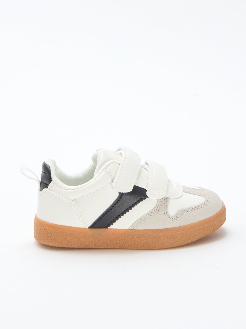 Zapatillas con velcro en antelina Blanco - Kiabi