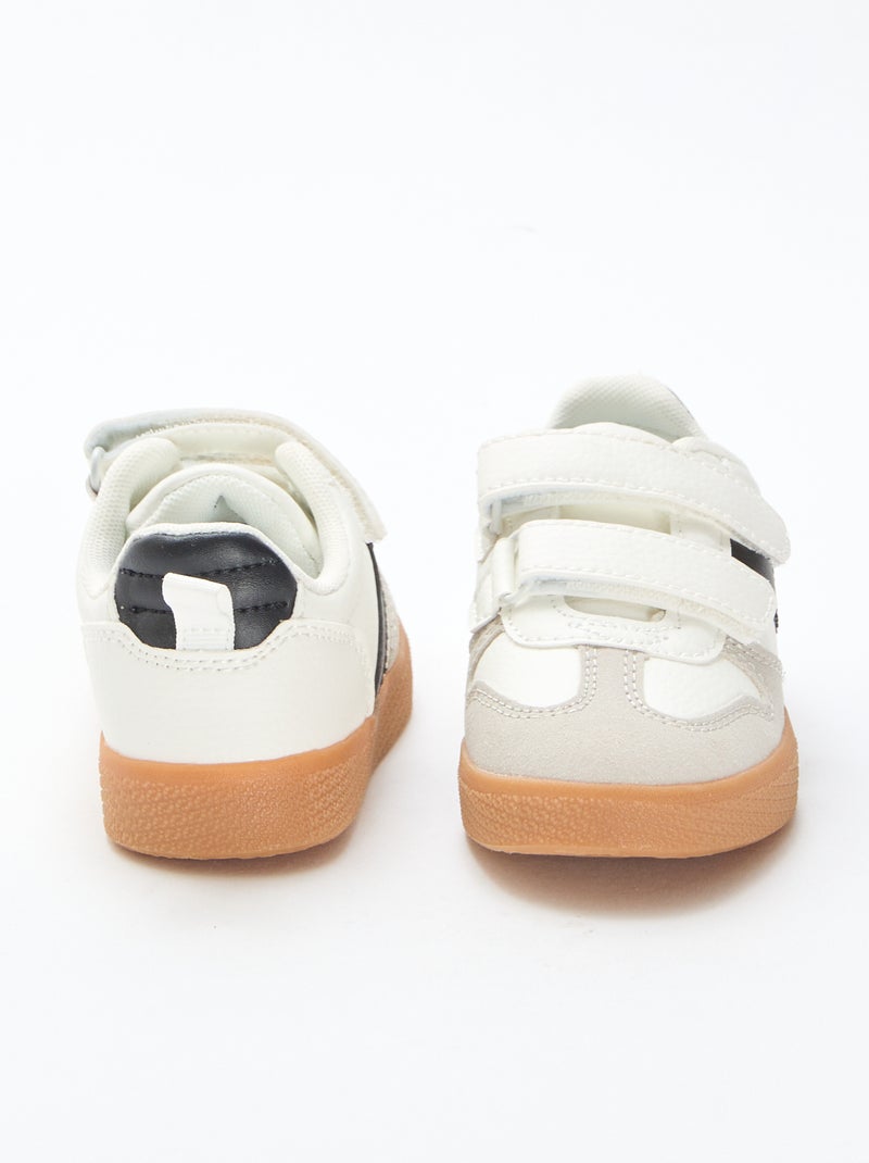 Zapatillas con velcro en antelina Blanco - Kiabi