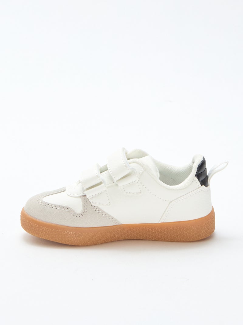 Zapatillas con velcro en antelina Blanco - Kiabi