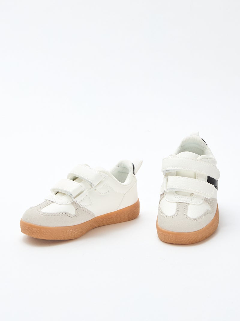 Zapatillas con velcro en antelina Blanco - Kiabi