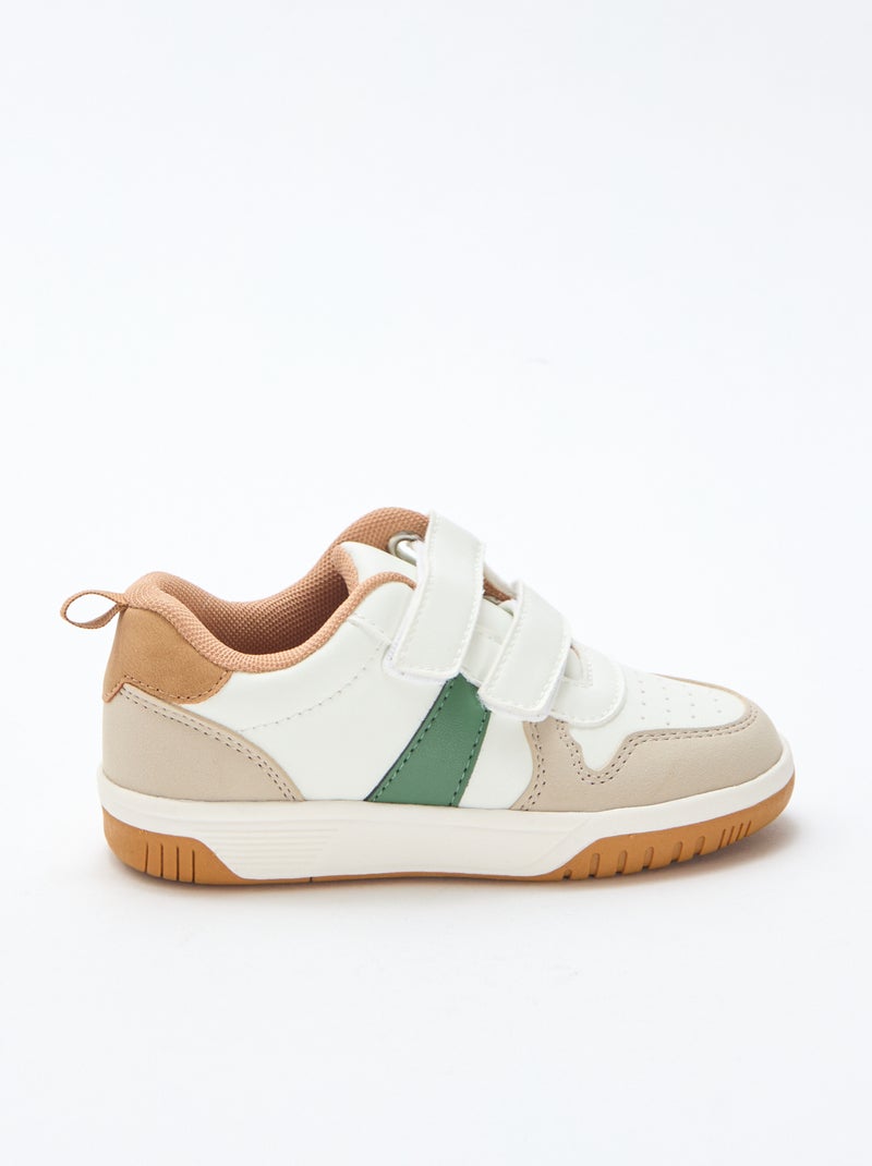 Zapatillas con velcro en símil piel cuadricolor Blanco - Kiabi