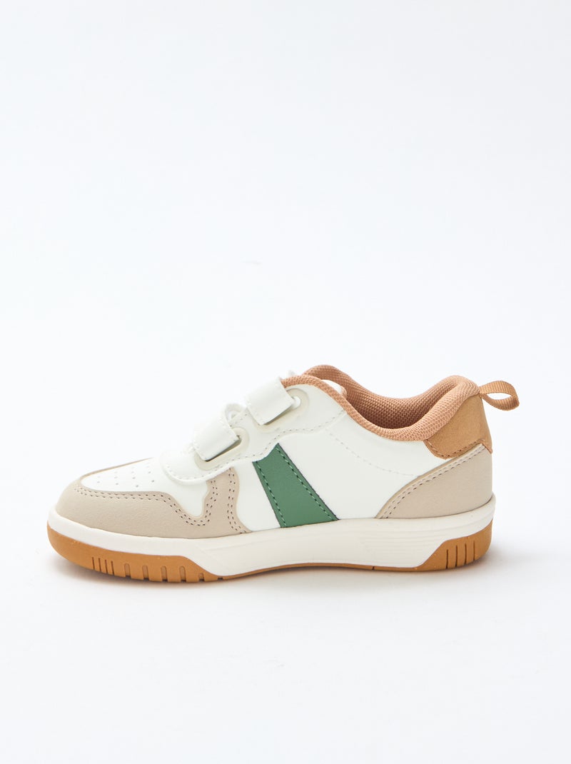 Zapatillas con velcro en símil piel cuadricolor Blanco - Kiabi