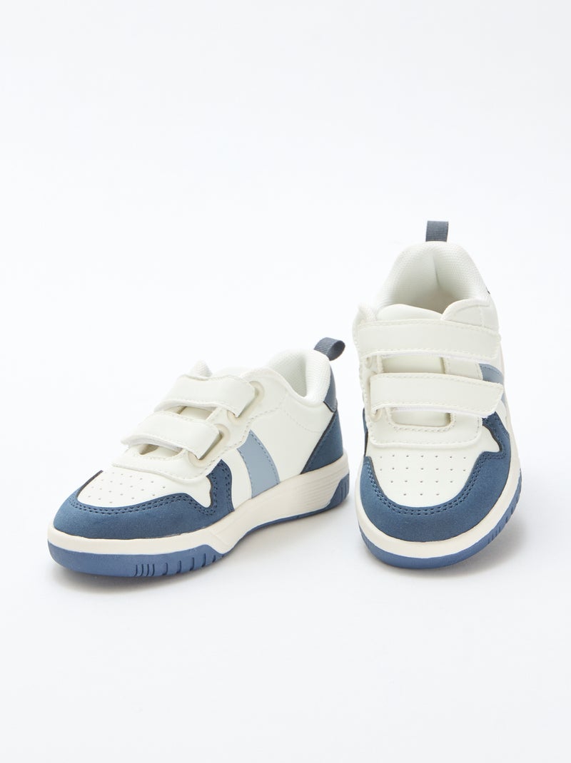 Zapatillas con velcro en símil piel cuatricolor Azul - Kiabi