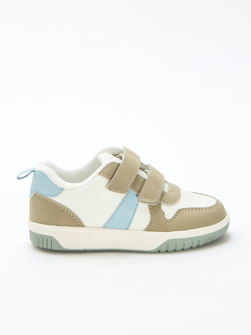 Zapatillas con velcro en símil piel cuatricolor Kaki - Kiabi