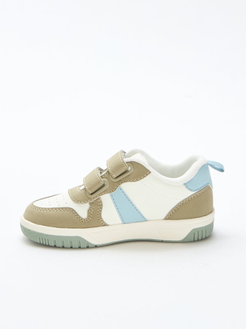 Zapatillas con velcro en símil piel cuatricolor Kaki - Kiabi