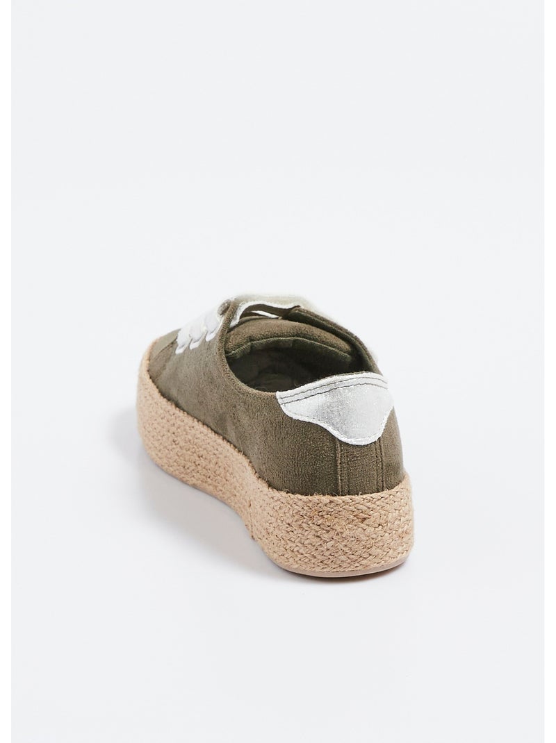 Zapatillas con velcro y suela de cuña de cuerda - AFIBEL Caqui - Kiabi