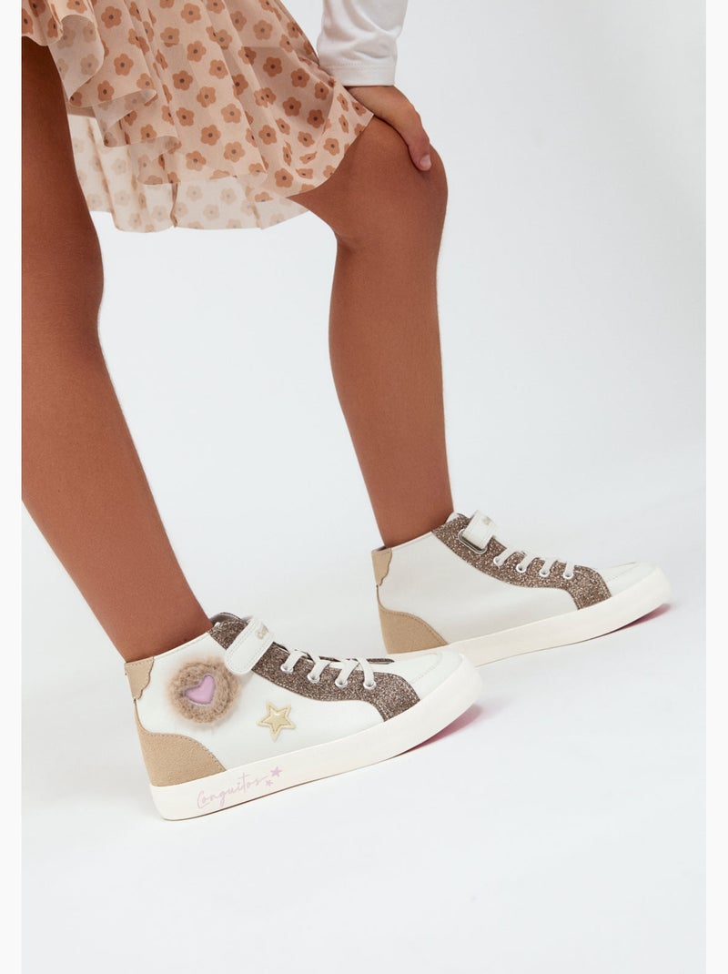Zapatillas conguitos corazones pelo Blanco - Kiabi