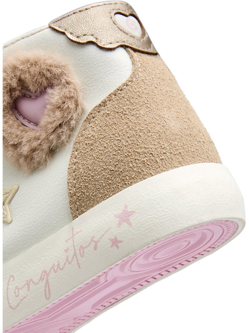 Zapatillas conguitos corazones pelo Blanco - Kiabi