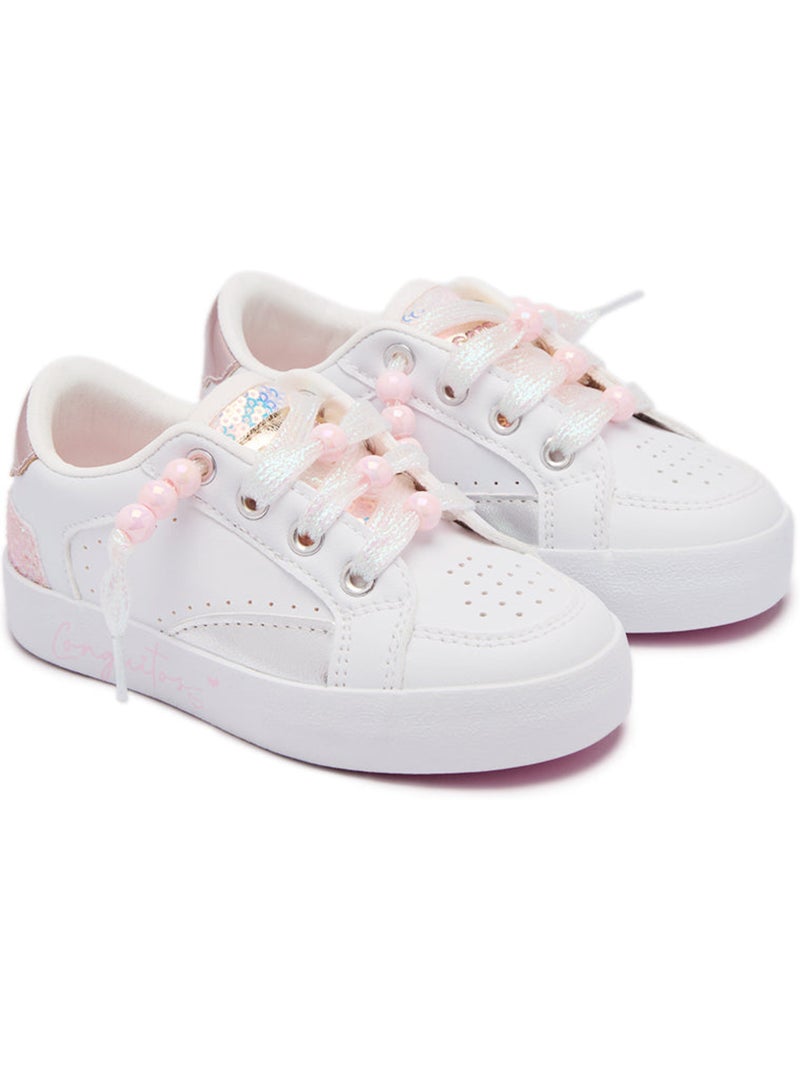 Zapatillas Conguitos Detalles Brillantes Blanco - Kiabi