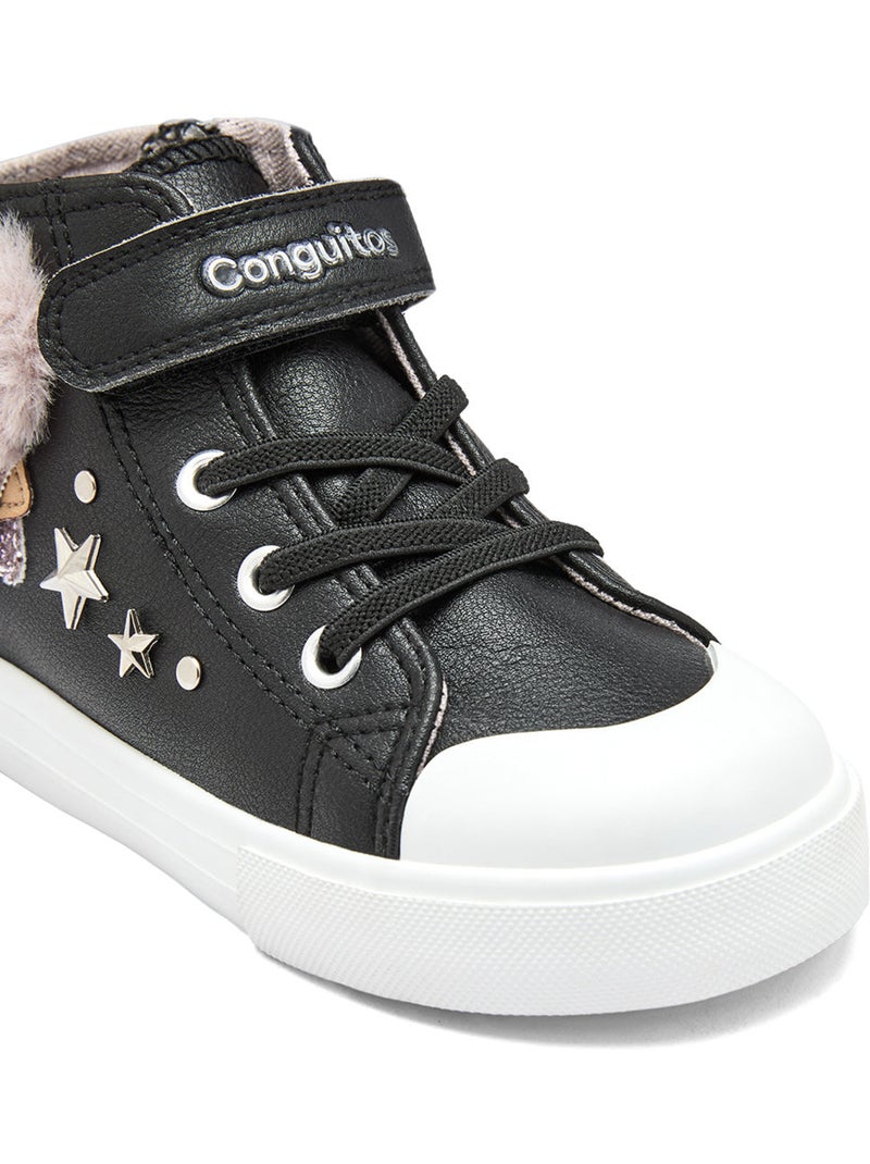 Zapatillas conguitos estrellas pelo Negro - Kiabi