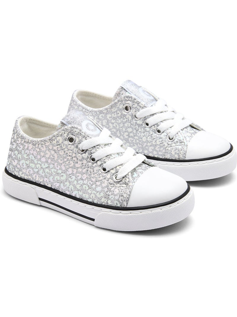 Zapatillas conguitos glitter canvas Plata - Kiabi
