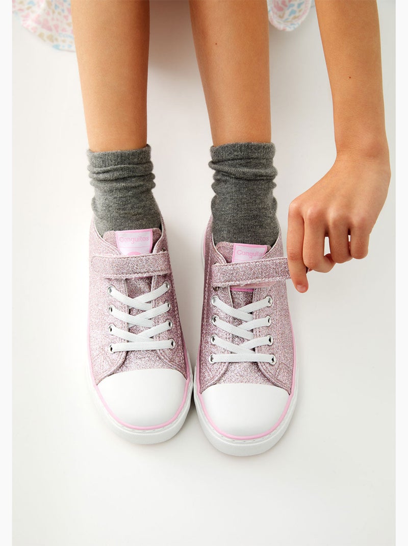 Zapatillas Conguitos Glitter Canvas Rosa - Kiabi