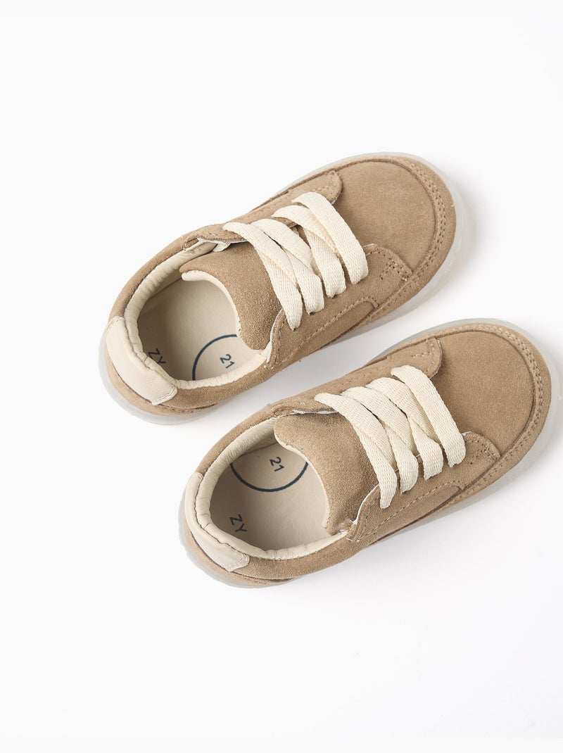 Zapatillas de ante con cordones Beige - Kiabi