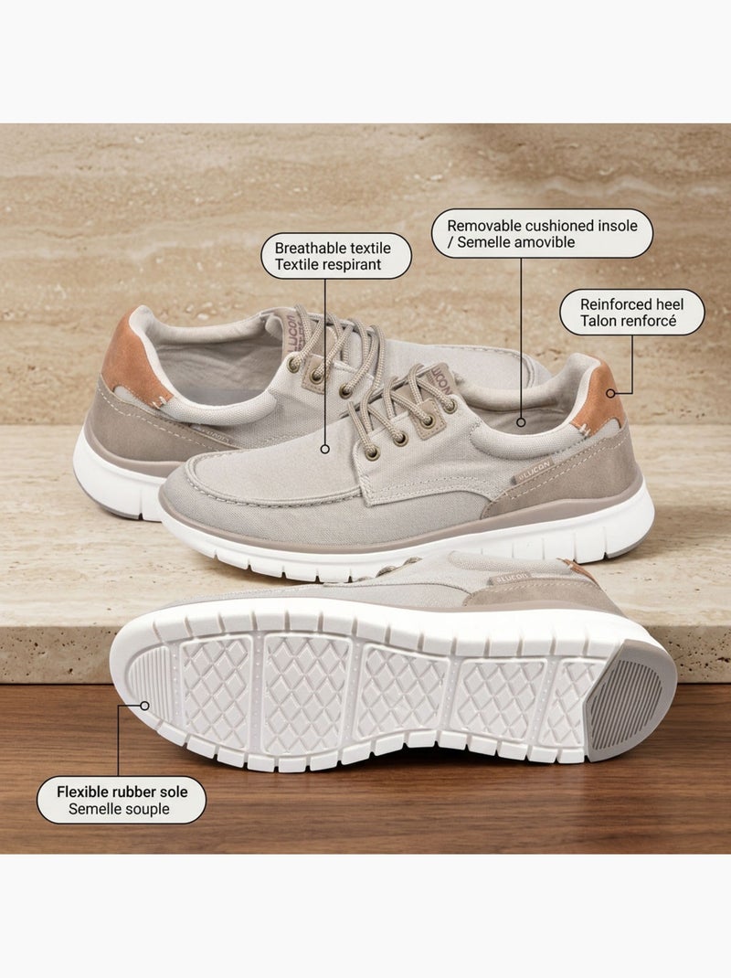 Zapatillas de baloncesto OZABI para hombre, cómodas, con suela flexible y estilo náutico Beige - Kiabi