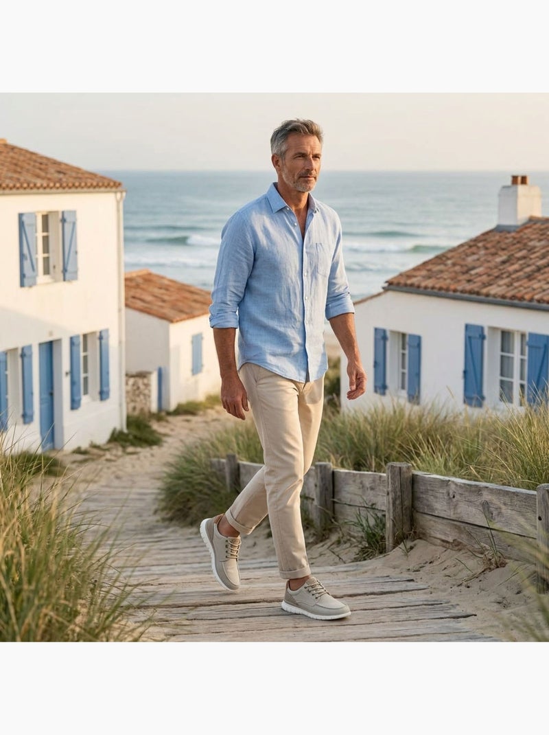 Zapatillas de baloncesto OZABI para hombre, cómodas, con suela flexible y estilo náutico Beige - Kiabi