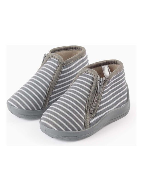 Zapatillas de casa a rayas con cremallera - Kiabi