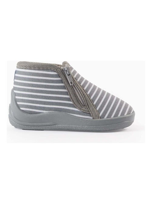 Zapatillas de casa a rayas con cremallera - Kiabi