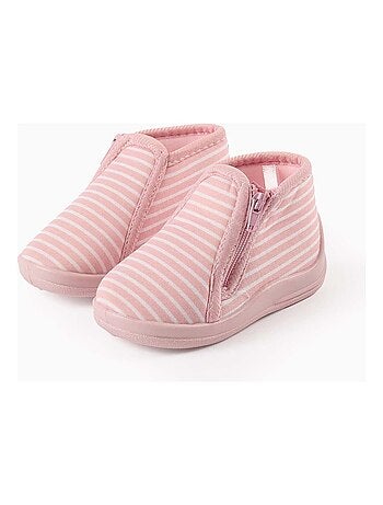 Zapatillas de casa a rayas con cremallera