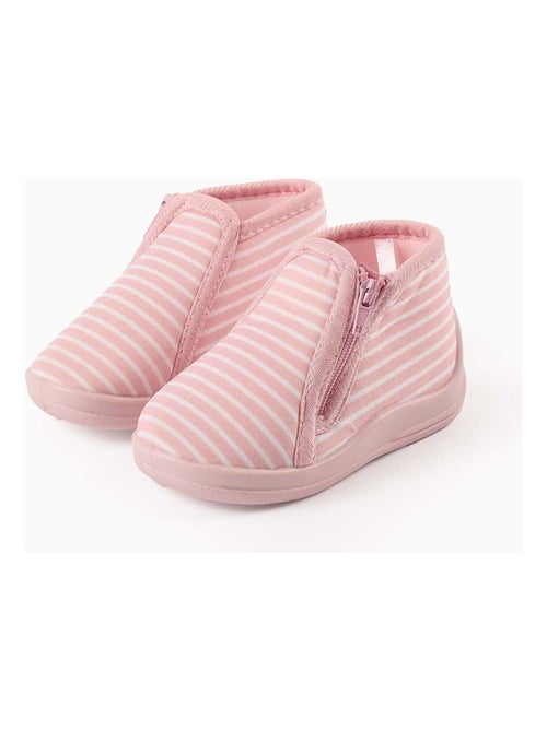 Zapatillas de casa a rayas con cremallera - Kiabi