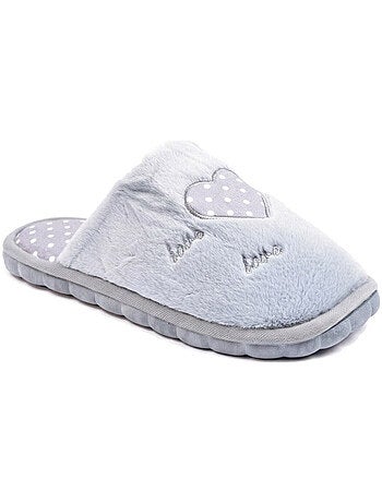 Zapatillas de casa abiertas mujer ozabi, pelo sintético, corazón bordado love