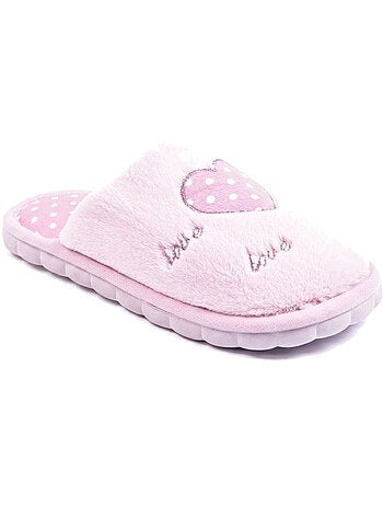 Zapatillas de casa abiertas mujer ozabi, pelo sintético, corazón bordado love