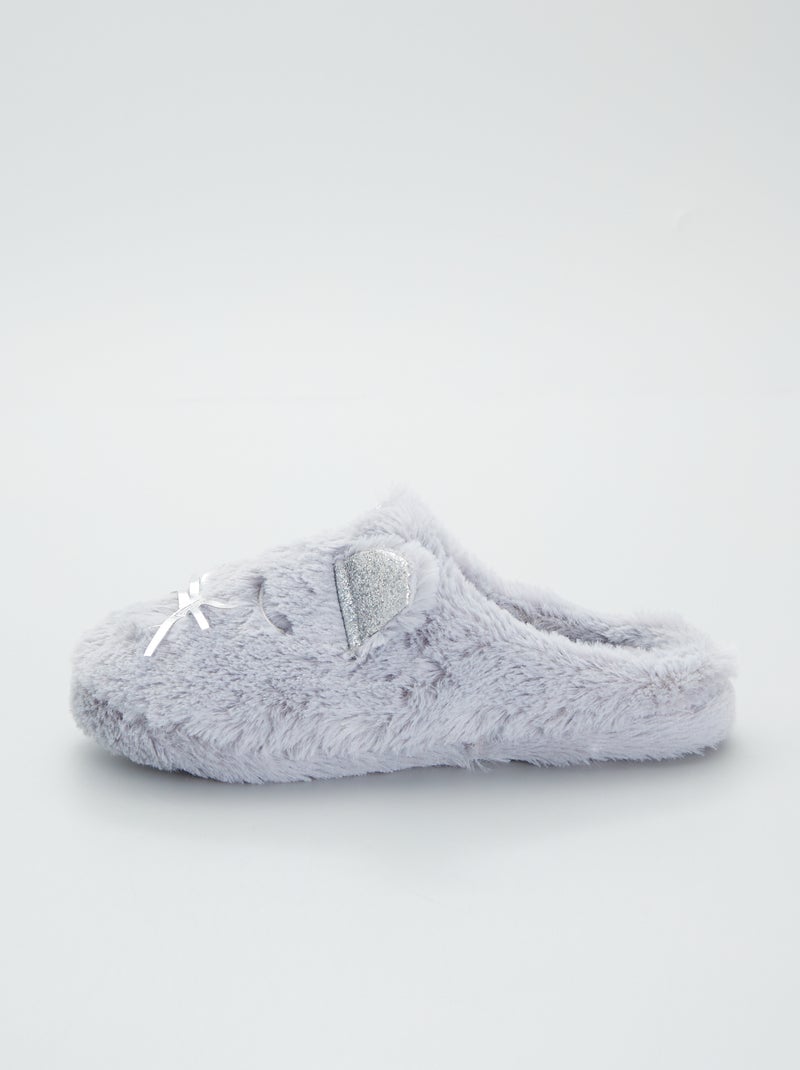 Zapatillas de casa adorno gato gris - Kiabi