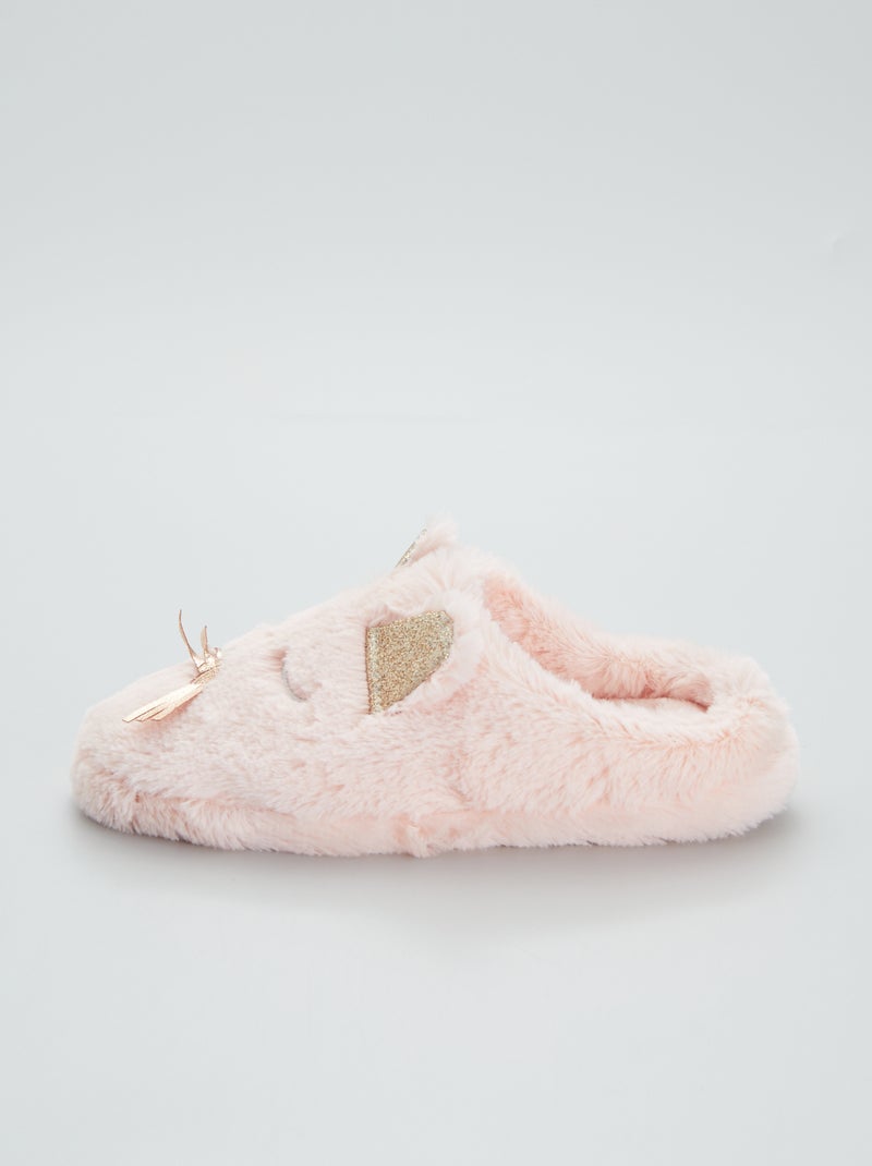 Zapatillas de casa adorno gato rosa - Kiabi