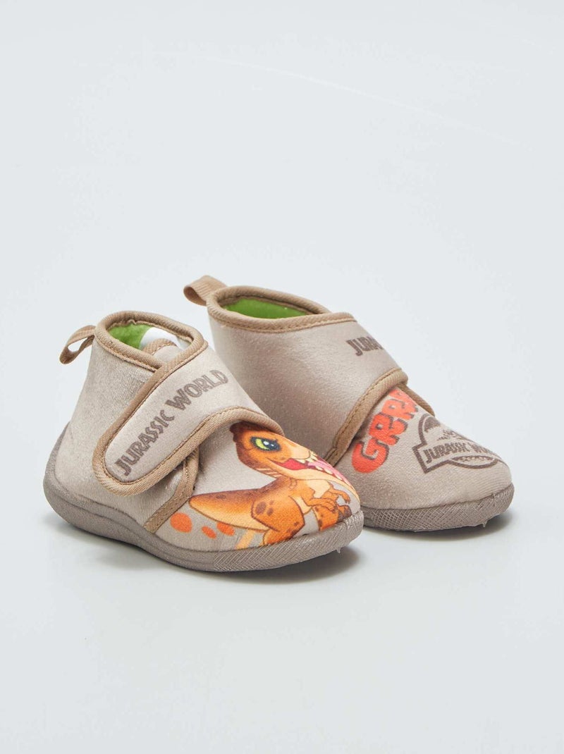 Zapatillas de casa altas con velcro 'Jurassic World' MARRON - Kiabi