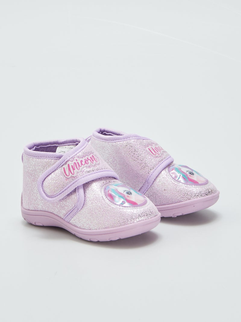 Zapatillas de casa altas con velcro ROSA - Kiabi