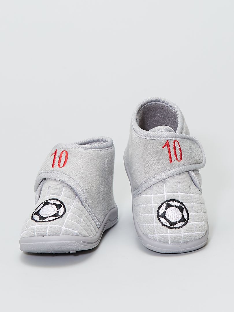 Zapatillas de casa altas de terciopelo 'fútbol' gris - Kiabi