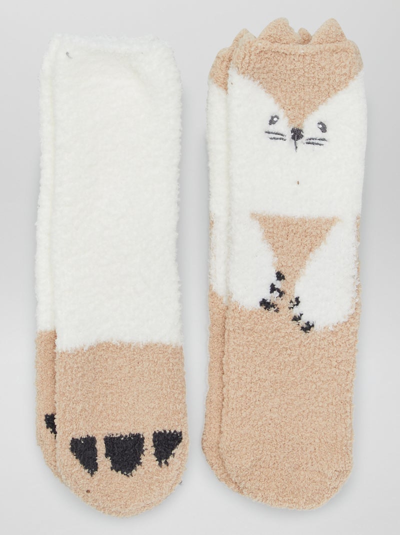 Zapatillas de casa 'animales' tipo calcetines BEIGE - Kiabi