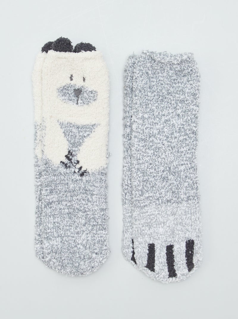 Zapatillas de casa 'animales' tipo calcetines GRIS - Kiabi