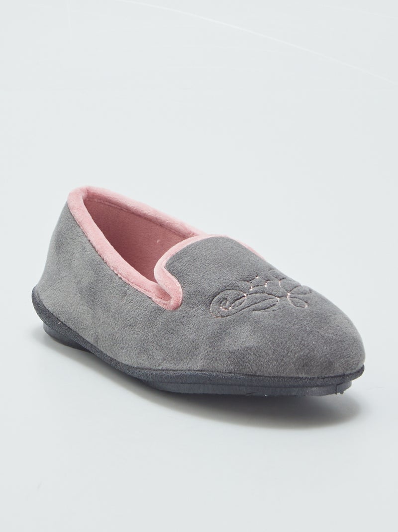 Zapatillas de casa cerradas de terciopelo GRIS - Kiabi