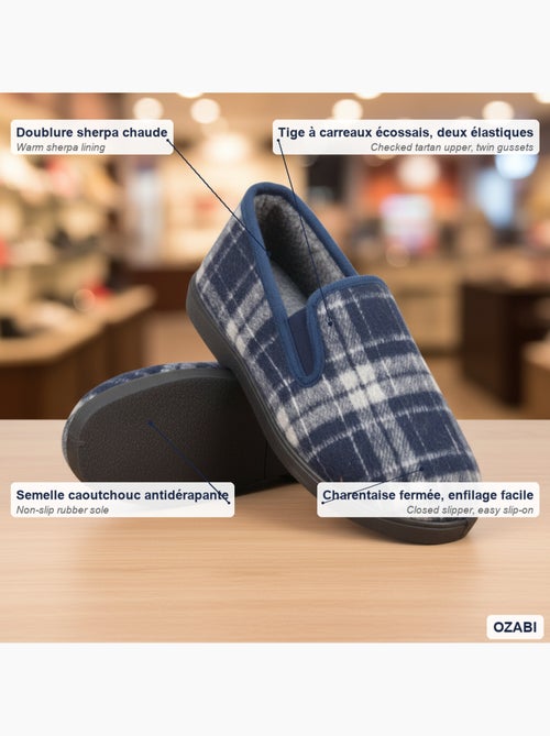 Zapatillas de casa charentaisas hombre forradas cuadros escoceses antideslizantes ozabi - Kiabi