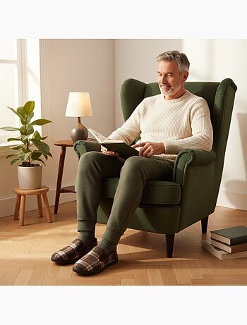 Zapatillas de casa charentaisas hombre forradas cuadros escoceses antideslizantes ozabi