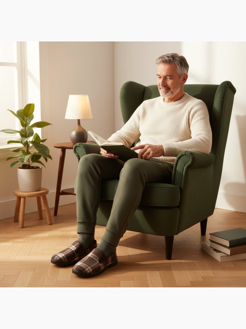 Zapatillas de casa charentaisas hombre forradas cuadros escoceses antideslizantes ozabi - Kiabi