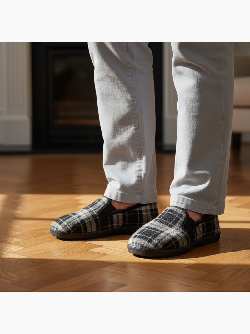 Zapatillas de casa charentaisas hombre forradas cuadros escoceses antideslizantes ozabi Negro - Kiabi