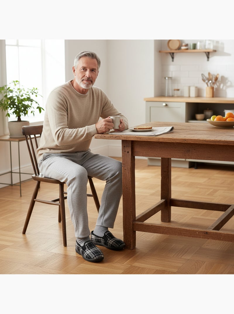 Zapatillas de casa charentaisas hombre forradas cuadros escoceses antideslizantes ozabi Negro - Kiabi